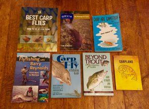 A selection of Books I've collected - which cover various techniques and fly patterns used for catching carp on Fly/Lures . 